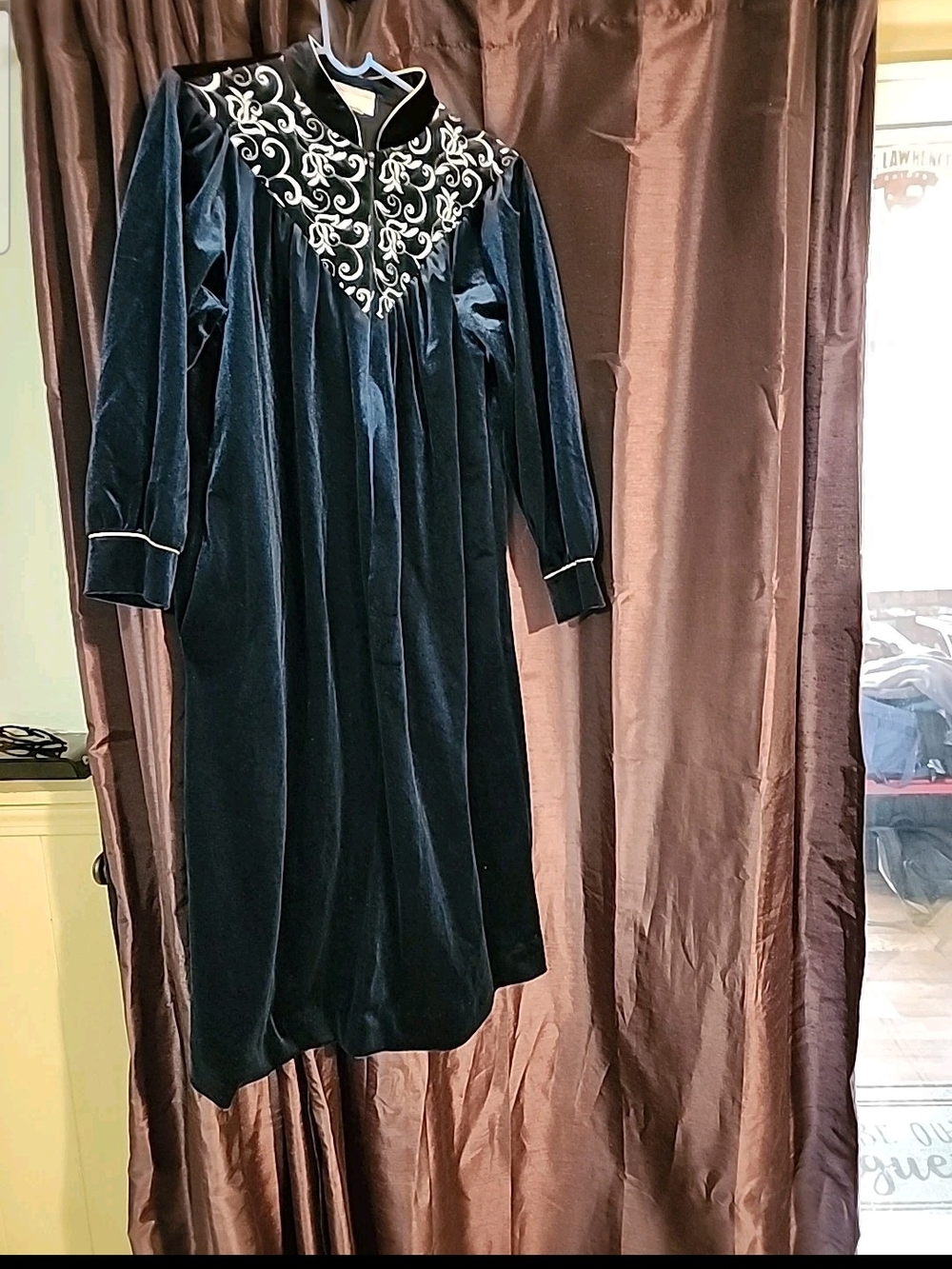 Vintage Heather Collection House Coat Robe Blue lue Size Medium
